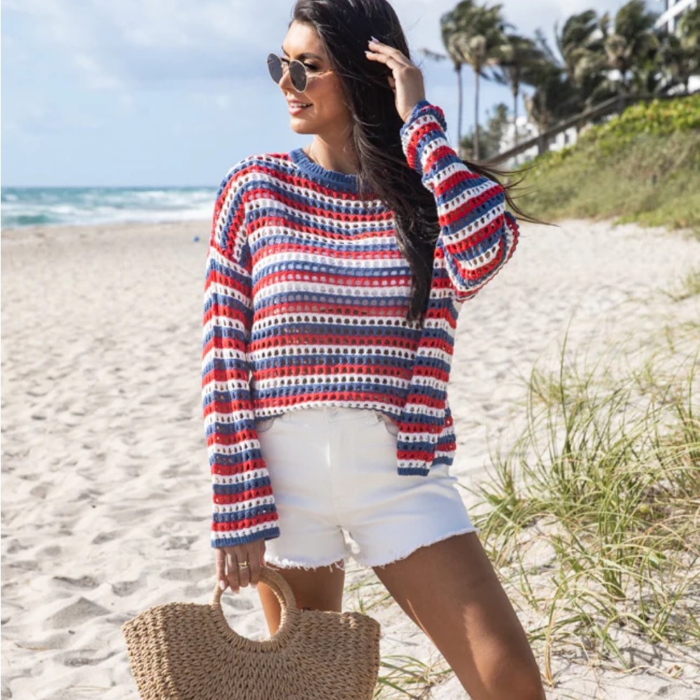 Pink Lily Crochet Sweater
